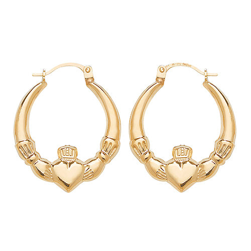 9ct Gold Claddagh Hoop Earrings - John Ross Jewellers