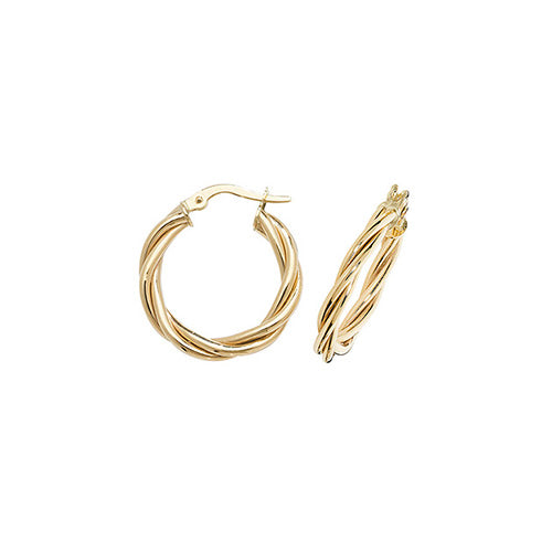 9ct Gold Braided Twist Hoop Earrings | 10mm - John Ross Jewellers