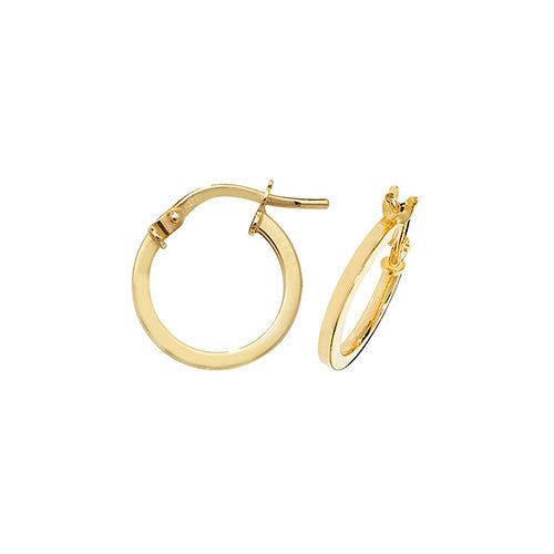 9ct Gold Classic Skinny Hoop Earrings 10mm - John Ross Jewellers