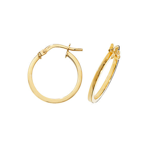 9ct Gold Classic Skinny Hoop Earrings | 15mm - John Ross Jewellers