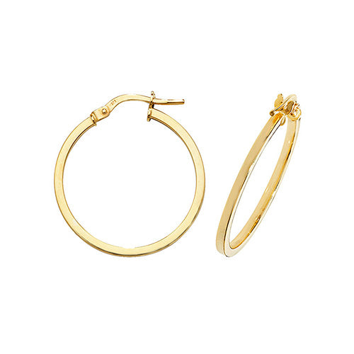 9ct Gold Classic Skinny Hoop Earrings 20mm - John Ross Jewellers