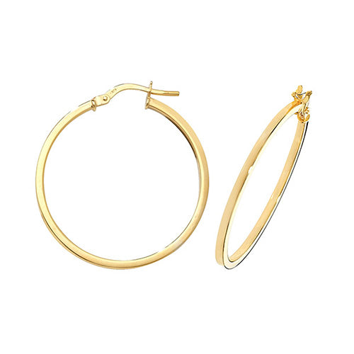 9ct Gold Classic Skinny Hoop Earrings 25mm - John Ross Jewellers