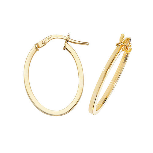 9ct Gold Skinny Oval Hoop Earrings - John Ross Jewellers