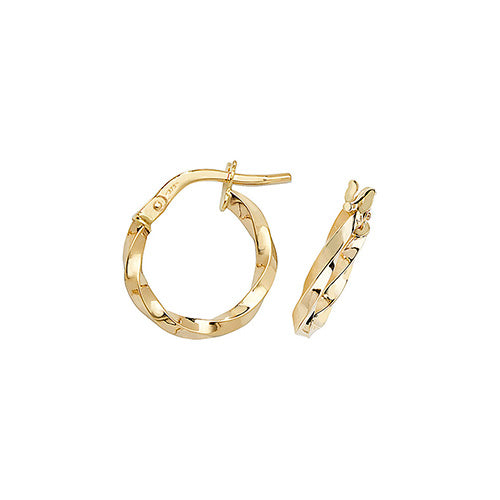 9ct Gold Twist Hoop Earrings | 10mm - John Ross Jewellers