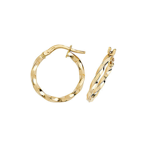 9ct Gold Twist Hoop Earrings | 15mm - John Ross Jewellers