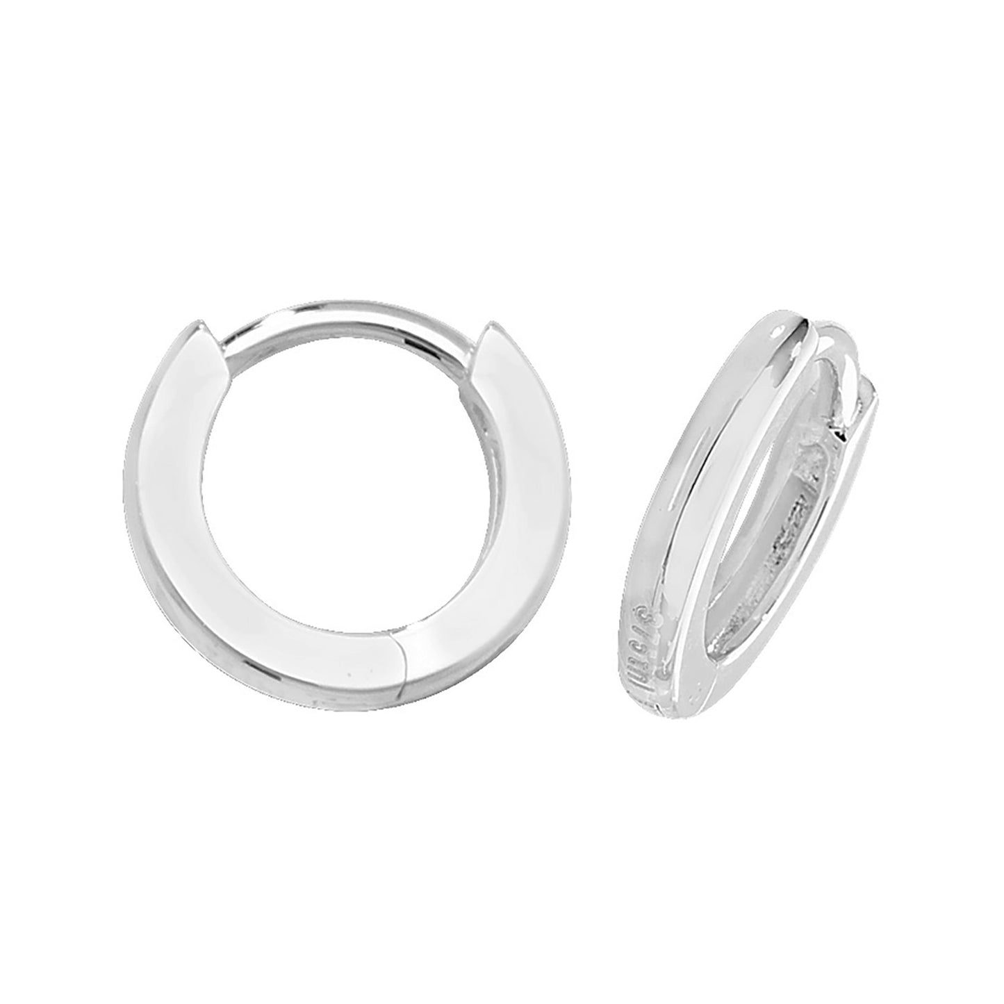 9ct White Gold 2mm Huggie Hoop Earrings | 12mm - John Ross Jewellers