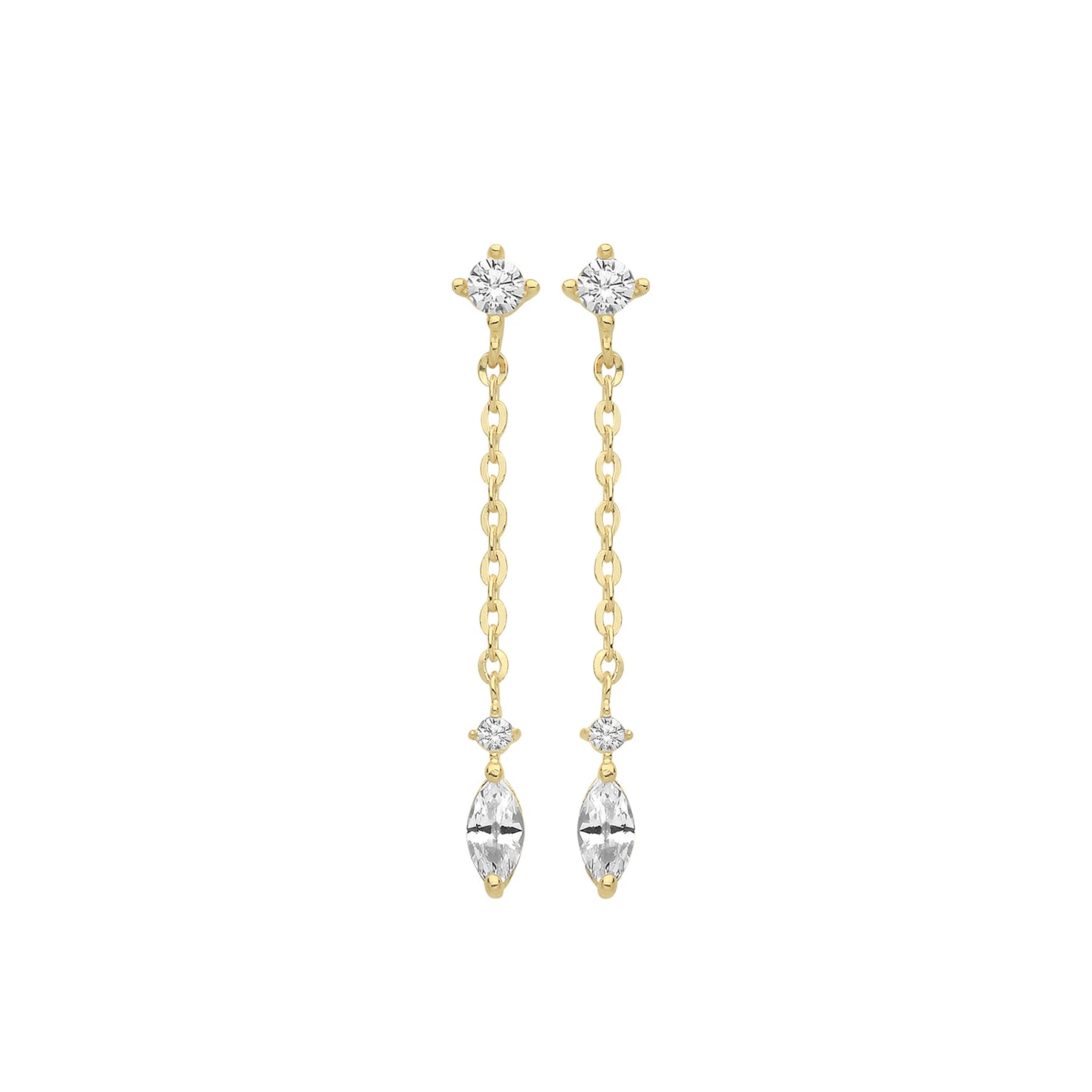 9ct Gold Marquis CZ Drop Earrings - John Ross Jewellers