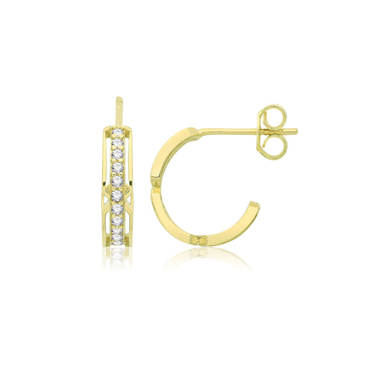9ct Gold 13mm CZ Hoop Earrings - John Ross Jewellers