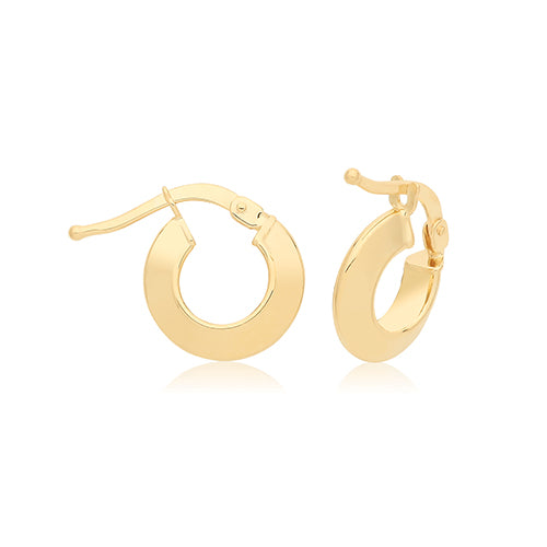 9ct Gold Chunky Bevelled Hoop Earrings | 6mm - John Ross Jewellers