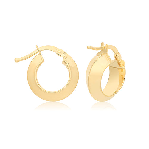 9ct Gold Chunky Bevelled Hoop Earrings | 8mm - John Ross Jewellers