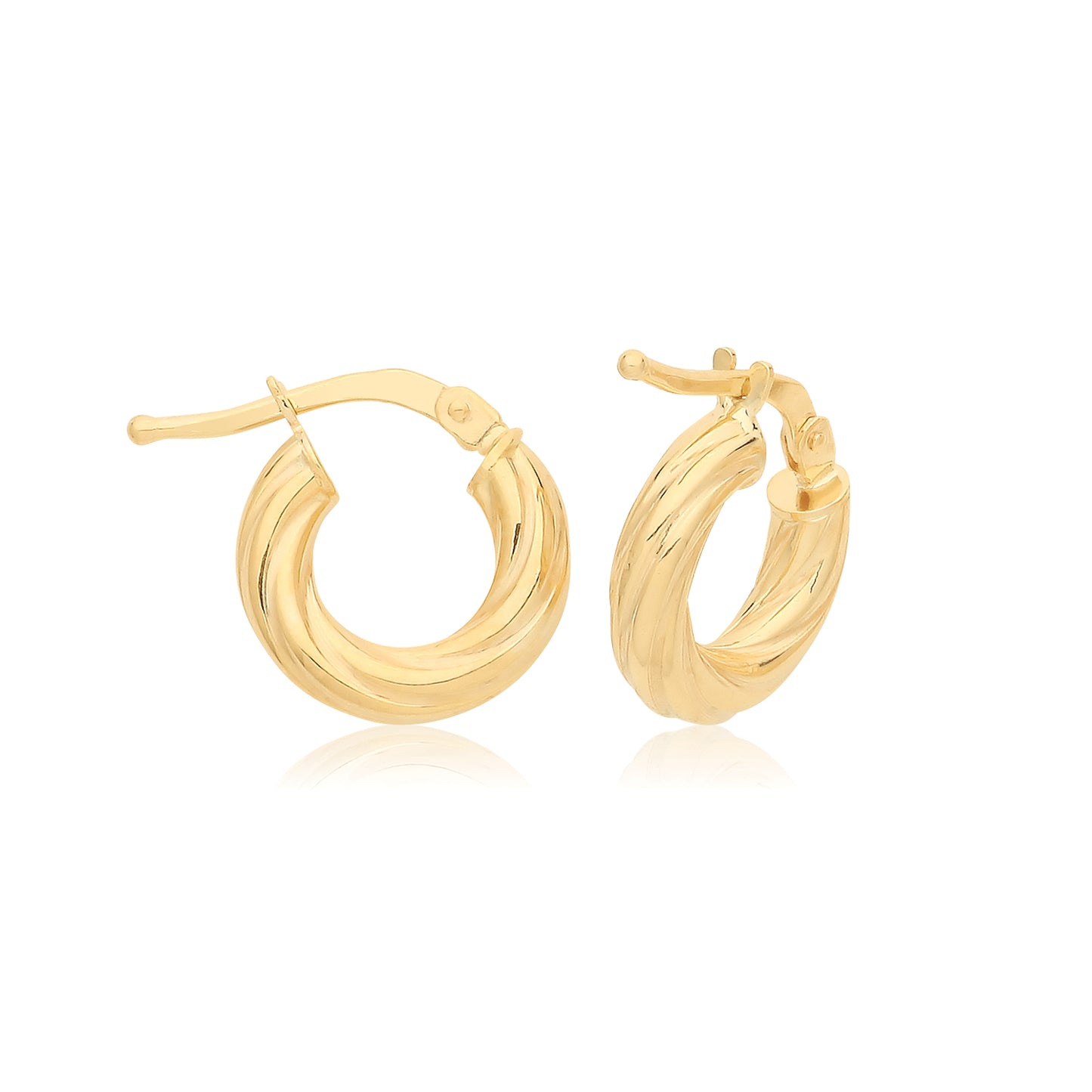 9ct Gold Chunky Twist Hoop Earrings 6mm - John Ross Jewellers
