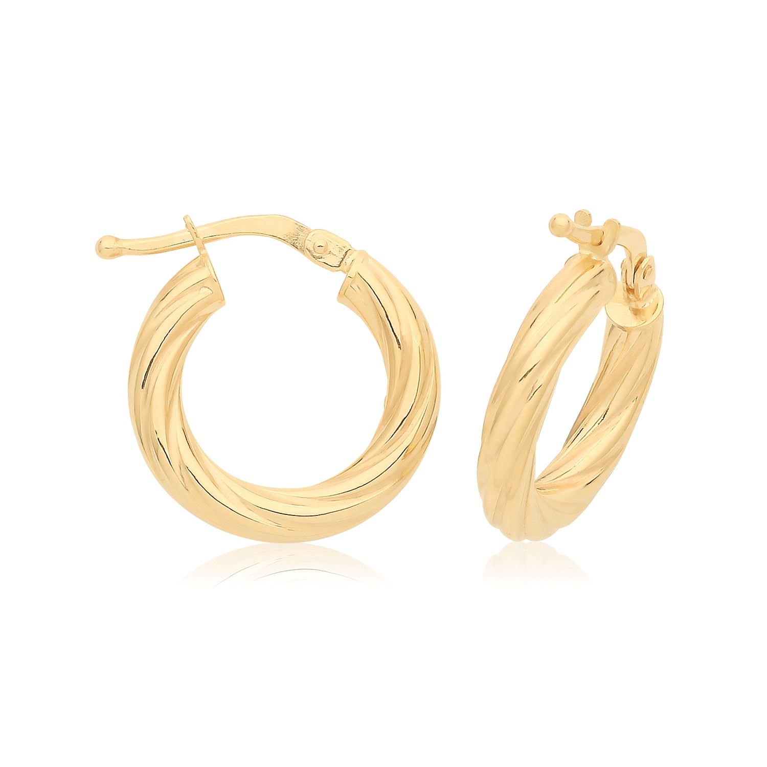 9ct Gold Chunky Twist Hoop Earrings 10mm - John Ross Jewellers