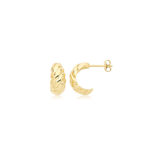9ct Gold Croissant Half Hoop Earrings | 8mm - John Ross Jewellers