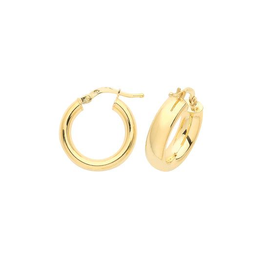 9ct Gold Classic Chunky Hoop Earrings | 12mm - John Ross Jewellers