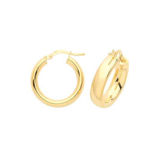 9ct Gold Classic Chunky Hoop Earrings | 15mm - John Ross Jewellers
