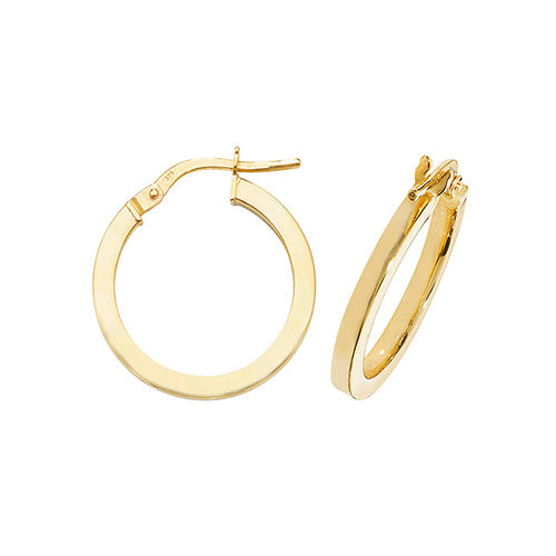 9ct Gold Hoop Earrings 15mm - John Ross Jewellers