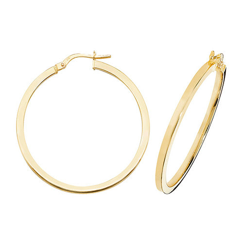 9ct Gold Hoop Earrings 30mm - John Ross Jewellers