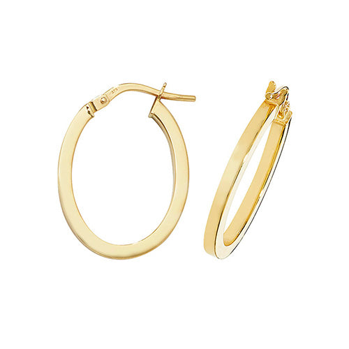 9ct Gold Oval Hoop Earrings - John Ross Jewellers
