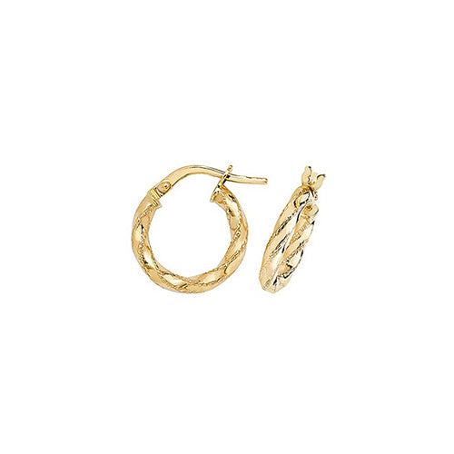 9ct Gold Fancy Twist Hoop Earrings | 8mm - John Ross Jewellers