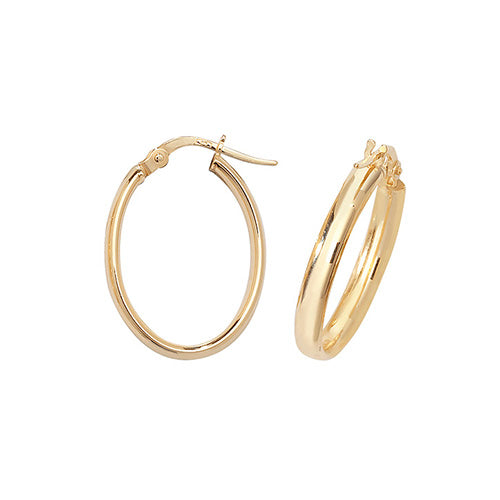 9ct Gold Classic Oval Hoop Earrings - John Ross Jewellers