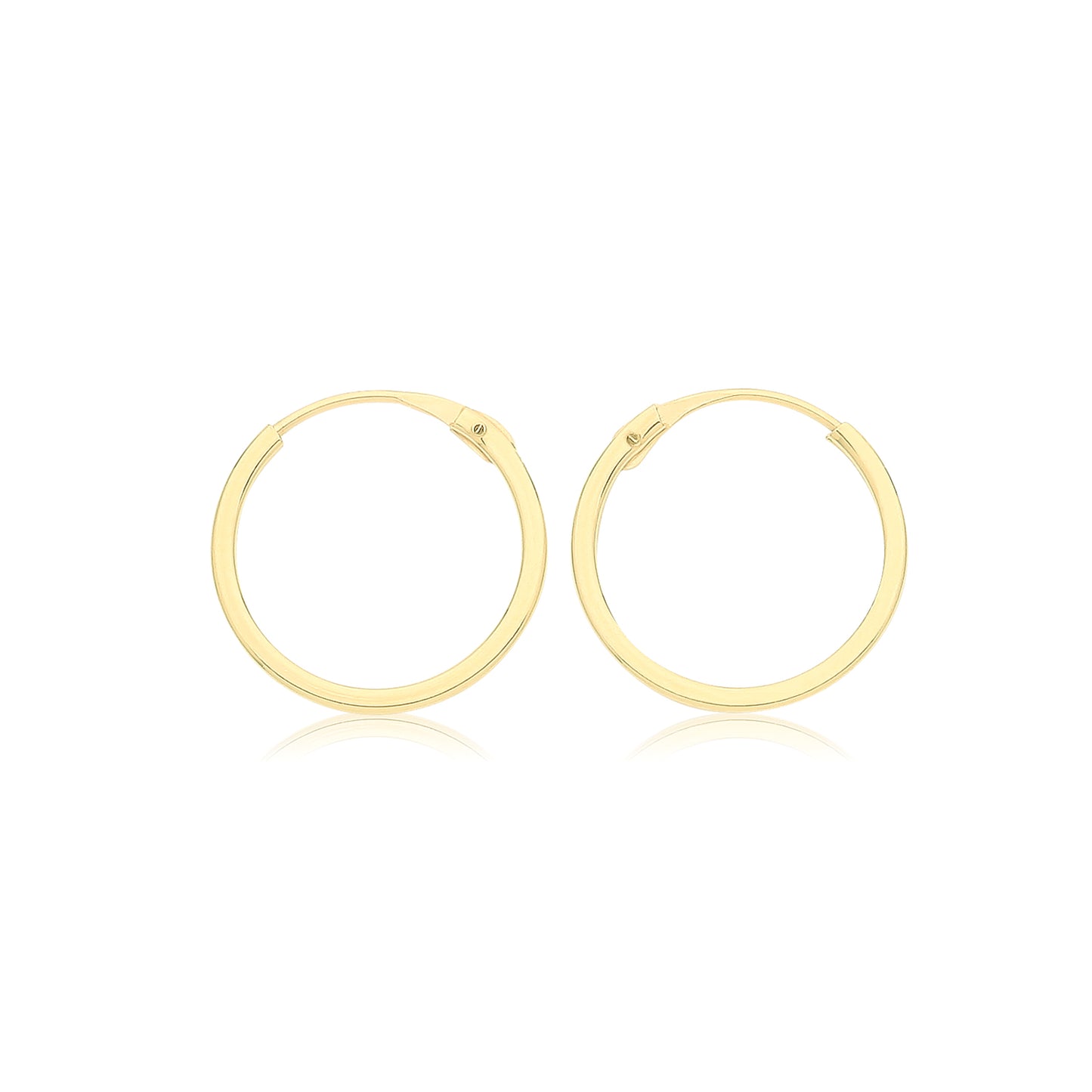 9ct Gold 10mm Sleeper Earrings | Square Tube - John Ross Jewellers
