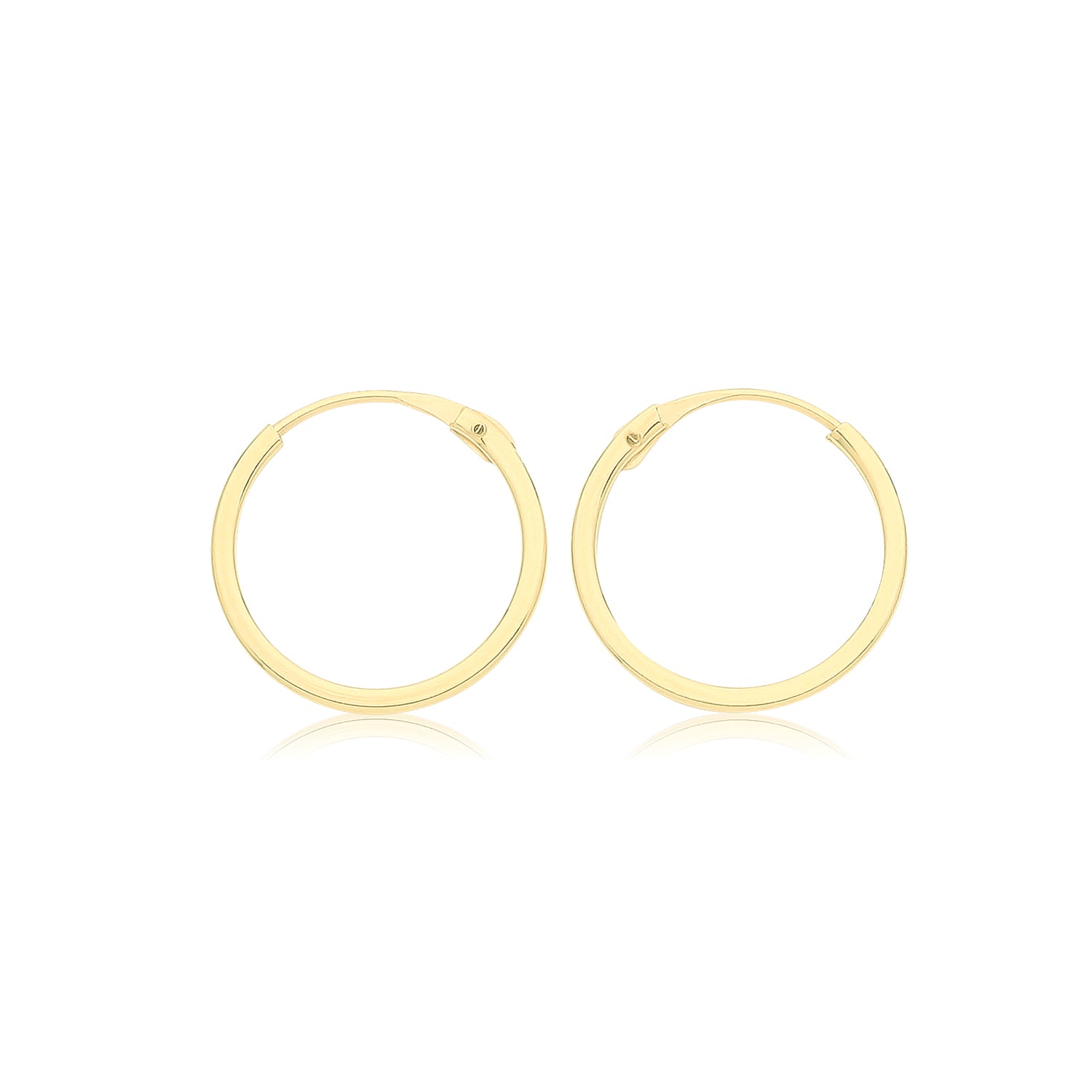 9ct Gold 10mm Sleeper Earrings | Square Tube - John Ross Jewellers