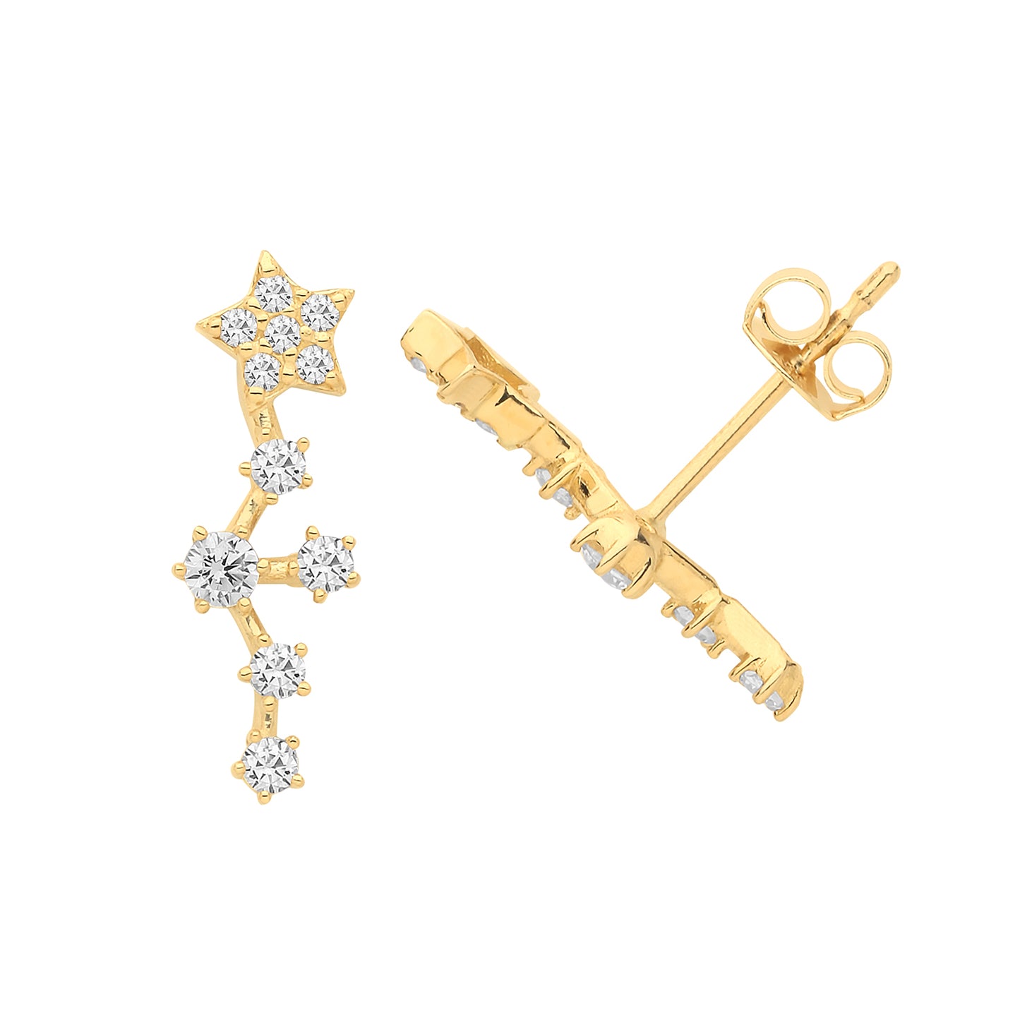 9ct Gold CZ Constellation Stud Earrings | Climbers - John Ross Jewellers