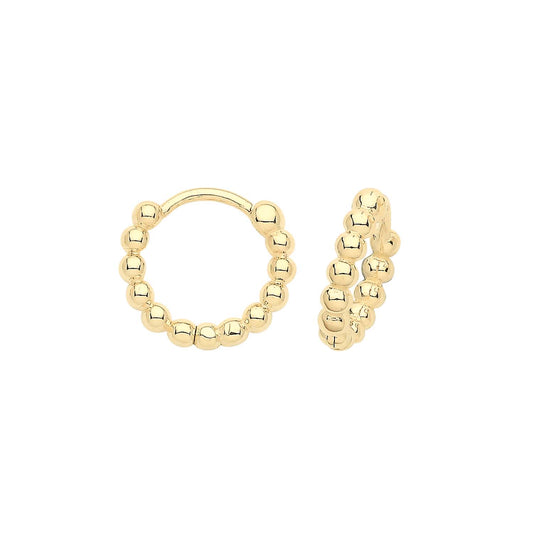 9ct Gold Beaded Huggie Hoop Earrings - John Ross Jewellers