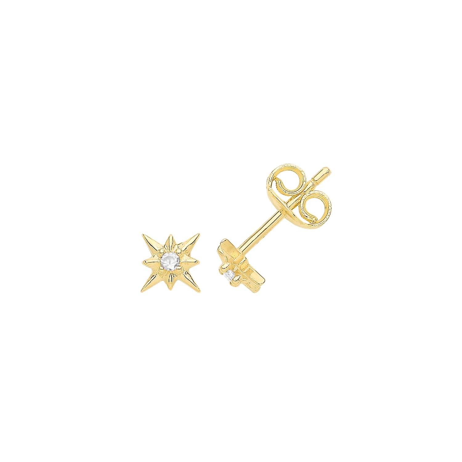 9ct Gold Totsy Compass Star Stud Earrings - John Ross Jewellers