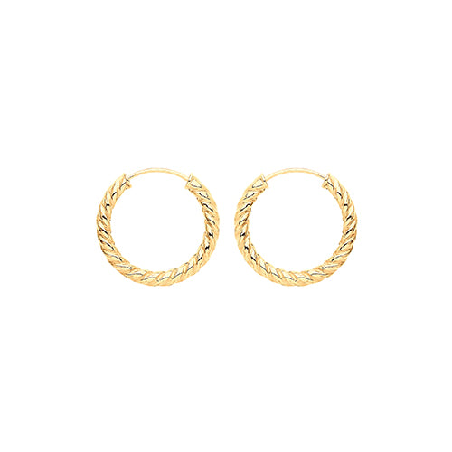 9ct Gold Twist Sleeper Earrings | 13mm - John Ross Jewellers