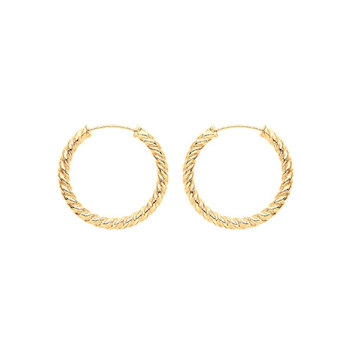 9ct Gold Twist Sleeper Earrings | 15mm - John Ross Jewellers