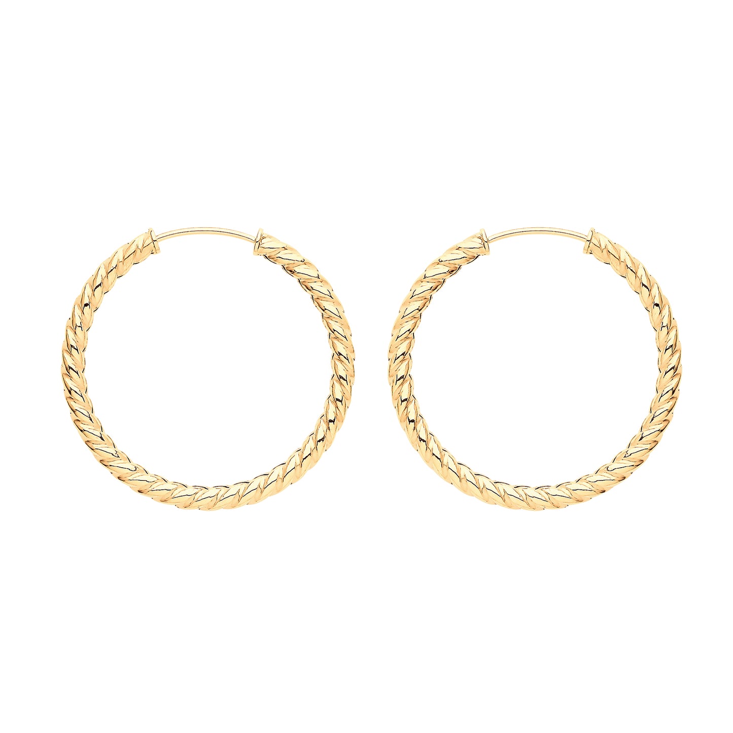 9ct Gold Twist Sleeper Earrings | 21mm - John Ross Jewellers