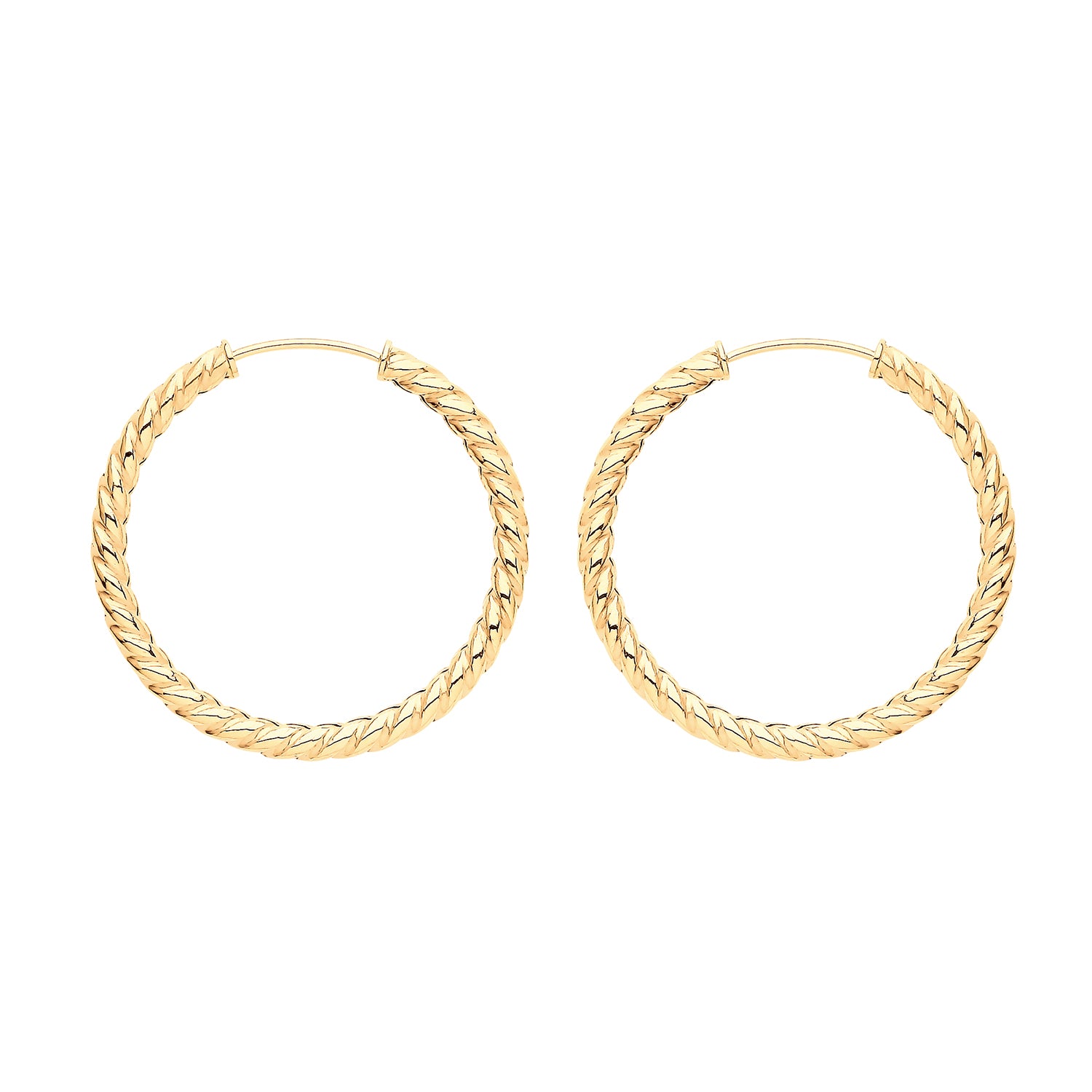 9ct Gold Twist Sleeper Earrings | 21mm - John Ross Jewellers