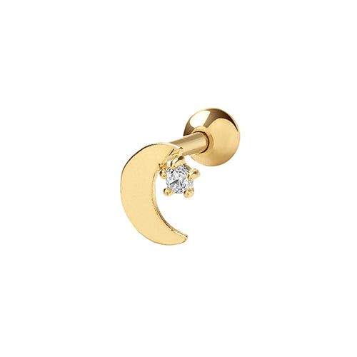 Ear Candy 9ct Gold Moon & CZ Cartilage Stud - John Ross Jewellers