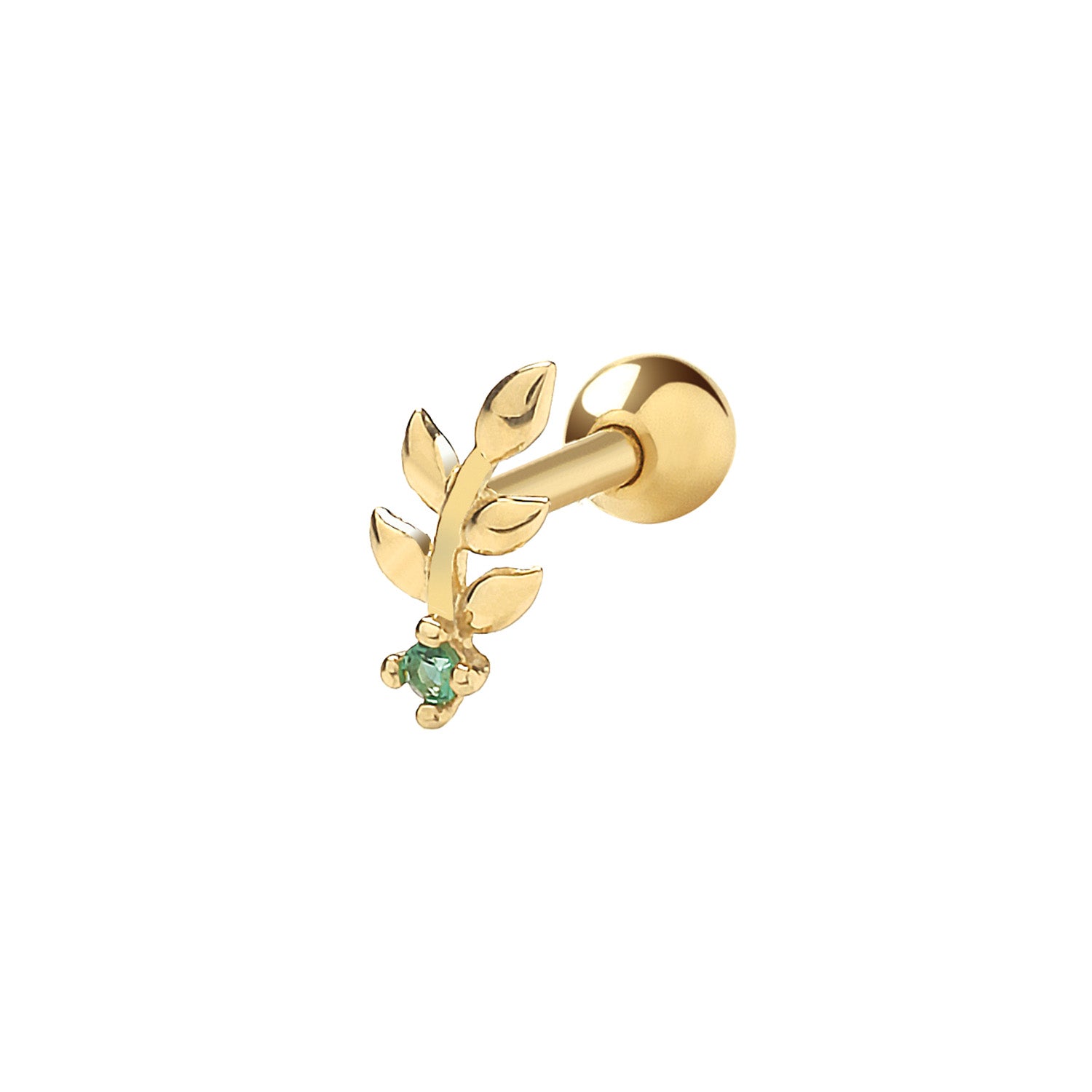 Ear Candy 9ct Gold Created Emerald Twig Cartilage Stud - John Ross Jewellers