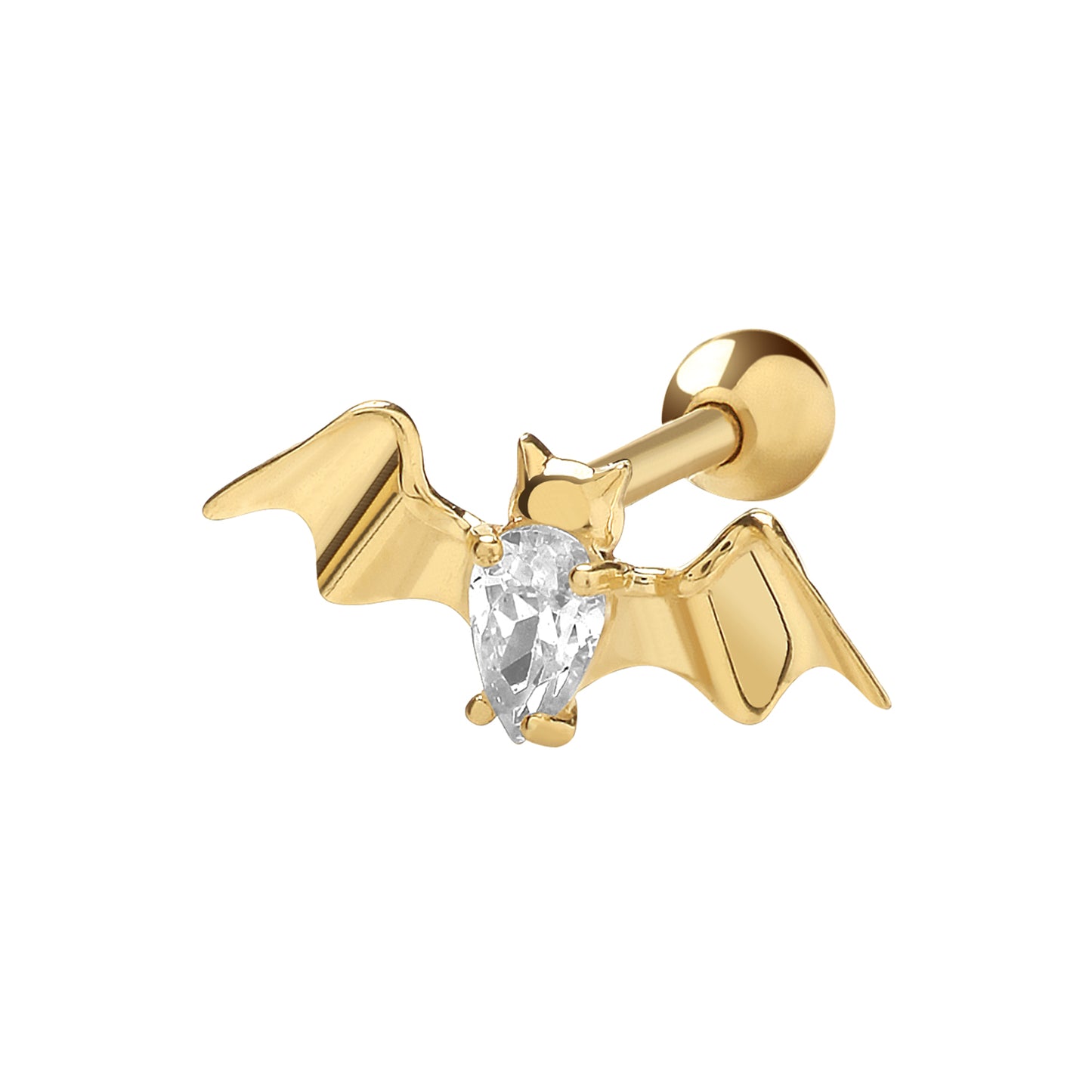 Ear Candy 9ct Gold CZ Bat Cartilage Stud - John Ross Jewellers