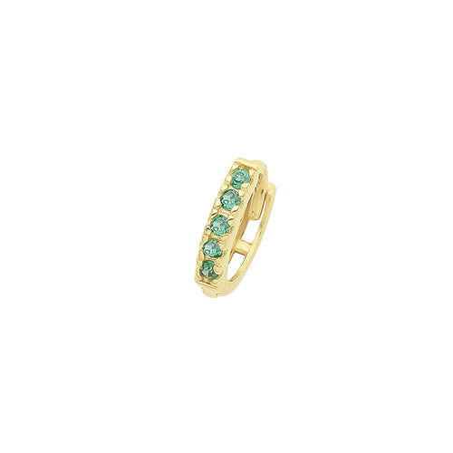 9ct Gold Single 7mm Cartilage Hoop Earring | Emerald Green CZ - John Ross Jewellers