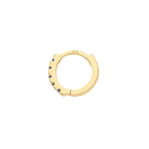 9ct Gold Single 7mm Cartilage Hoop Earring | Sapphire Blue CZ - John Ross Jewellers