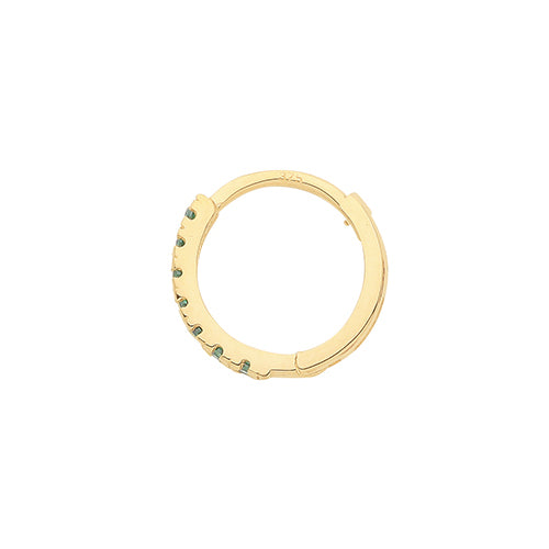 9ct Gold Single 9mm Cartilage Hoop Earring | Emerald Green CZ - John Ross Jewellers