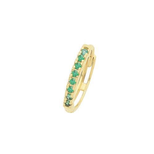 9ct Gold Single 11mm Cartilage Hoop Earring | Emerald Green CZ - John Ross Jewellers