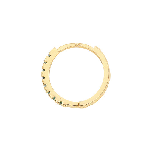 9ct Gold Single 11mm Cartilage Hoop Earring | Emerald Green CZ - John Ross Jewellers