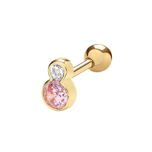 Ear Candy 9ct Gold Pink & White CZ Cartilage Stud - John Ross Jewellers