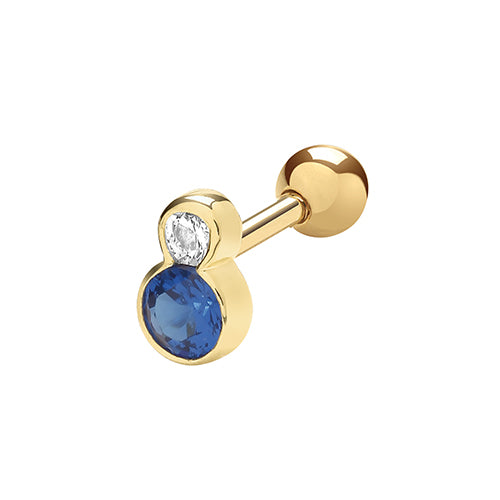 Ear Candy 9ct Gold Created Sapphire & White CZ Cartilage Stud - John Ross Jewellers