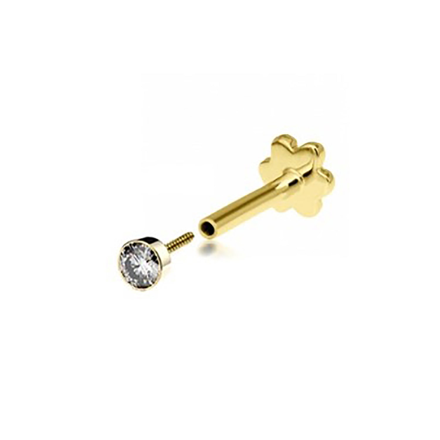 Ear Candy 9ct Gold Labret Cartilage Stud | 2mm Bezel Set CZ - John Ross Jewellers