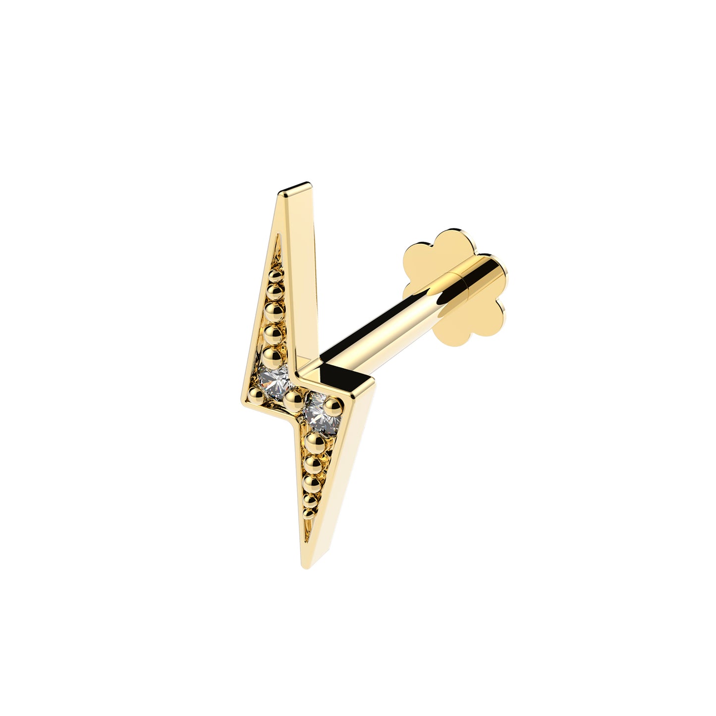 Ear Candy 9ct Gold Labret Cartilage Stud | CZ Lightning Bolt - John Ross Jewellers
