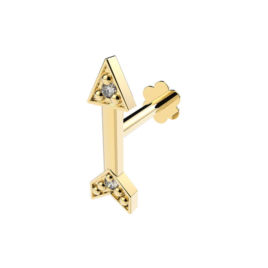 Ear Candy 9ct Gold Labret Cartilage Stud | CZ Arrow - John Ross Jewellers
