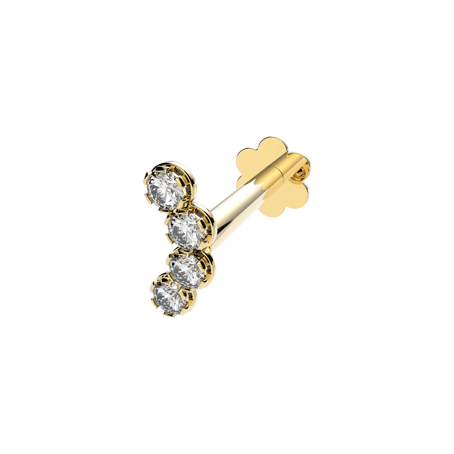 Ear Candy 9ct Gold Labret Cartilage Stud | CZ Curve - John Ross Jewellers