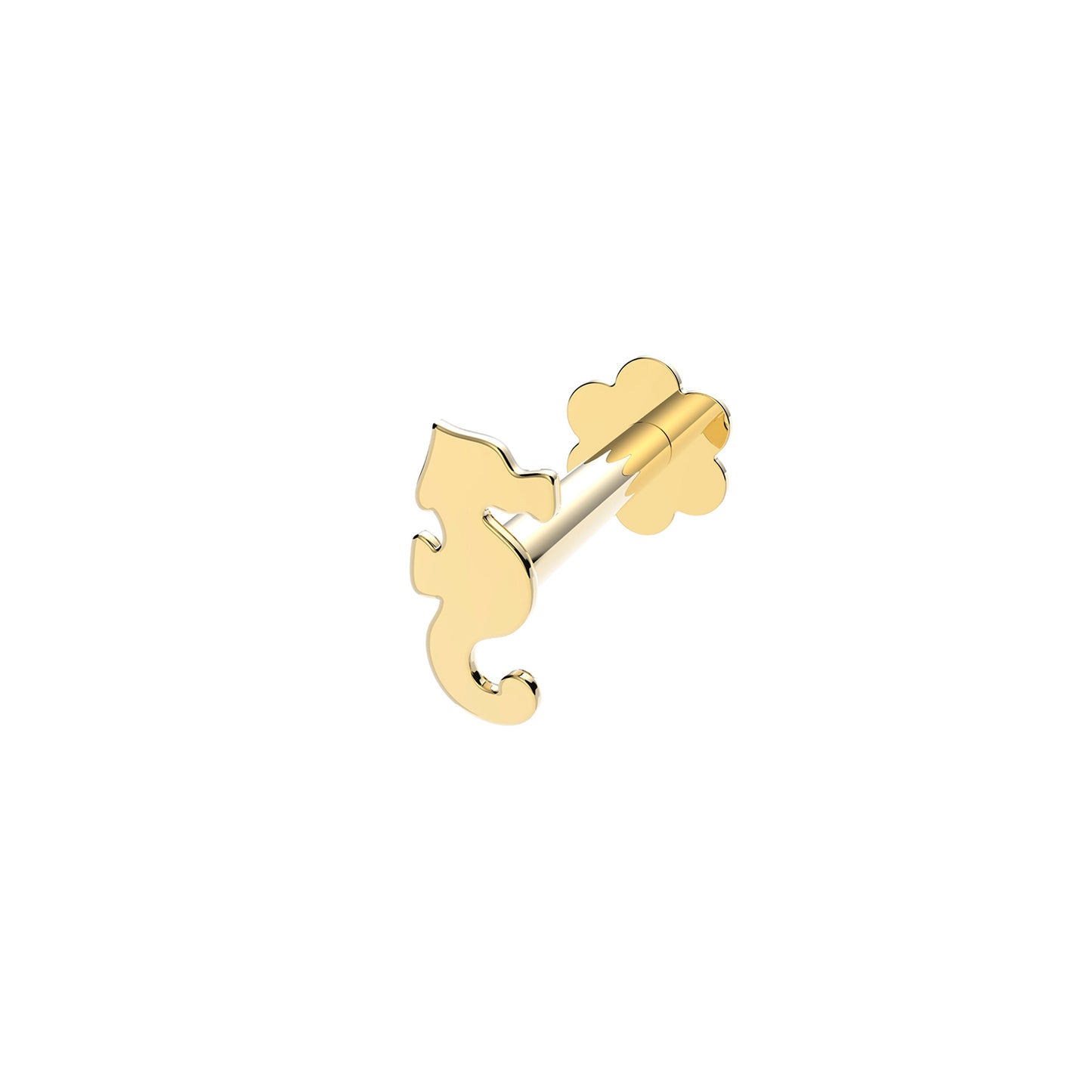 Ear Candy 9ct Gold Labret Cartilage Stud | Seahorse - John Ross Jewellers