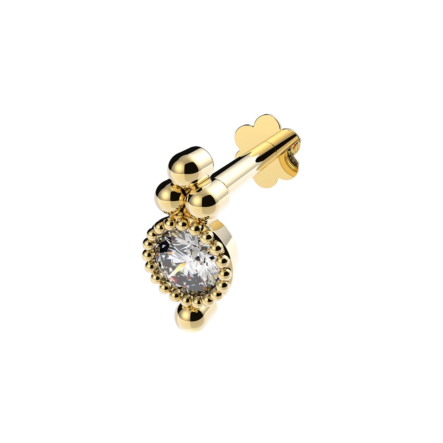 Ear Candy 9ct Gold Labret Cartilage Stud | CZ Trinity - John Ross Jewellers