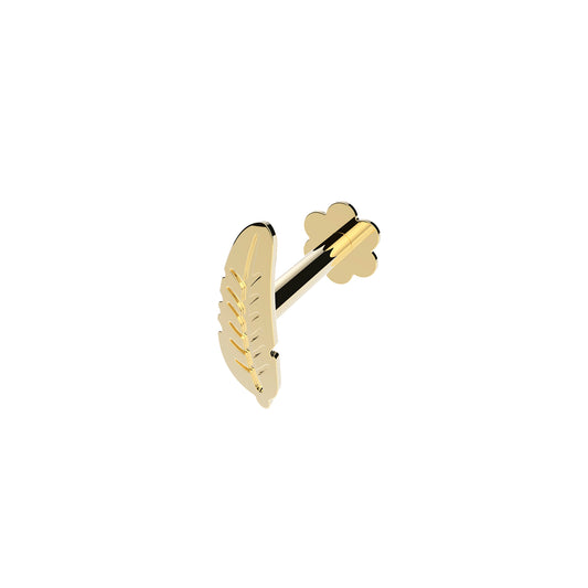 Ear Candy 9ct Gold Labret Cartilage Stud | Feather - John Ross Jewellers